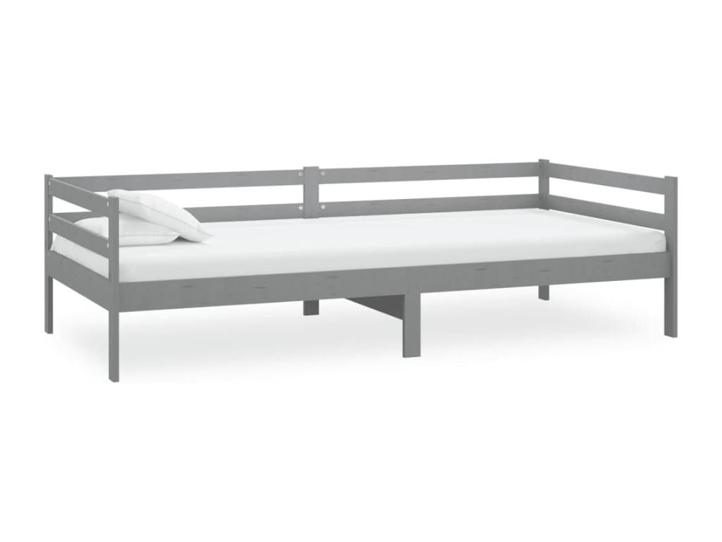 Daybed with mattress 90x200 cm Grey Solid pine wood