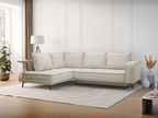 BALCORIA left-hand corner sofa bed in beige fabric by Meubiana