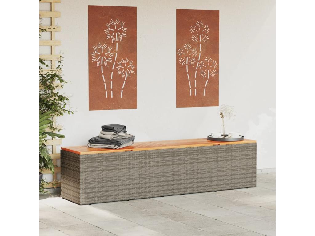 Meubiana Grey Wicker Resin Garden Storage Box