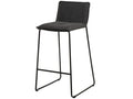 Modern fabric stool with black metal legs, Botane - Dark Grey - Seat height 74 cm