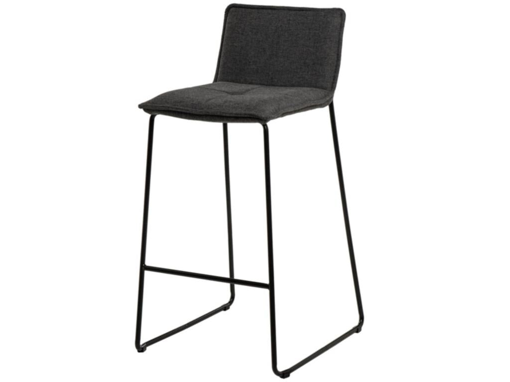 Modern fabric stool with black metal legs, Botane - Dark Grey - Seat height 74 cm