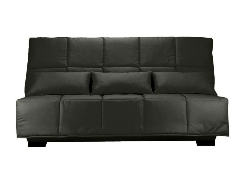 Fabric click-clack sofa with storage, Meubiana 15cm mattress, 193cm wide - Dark mottled grey