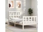 Bed frame without mattress, white, solid pine wood