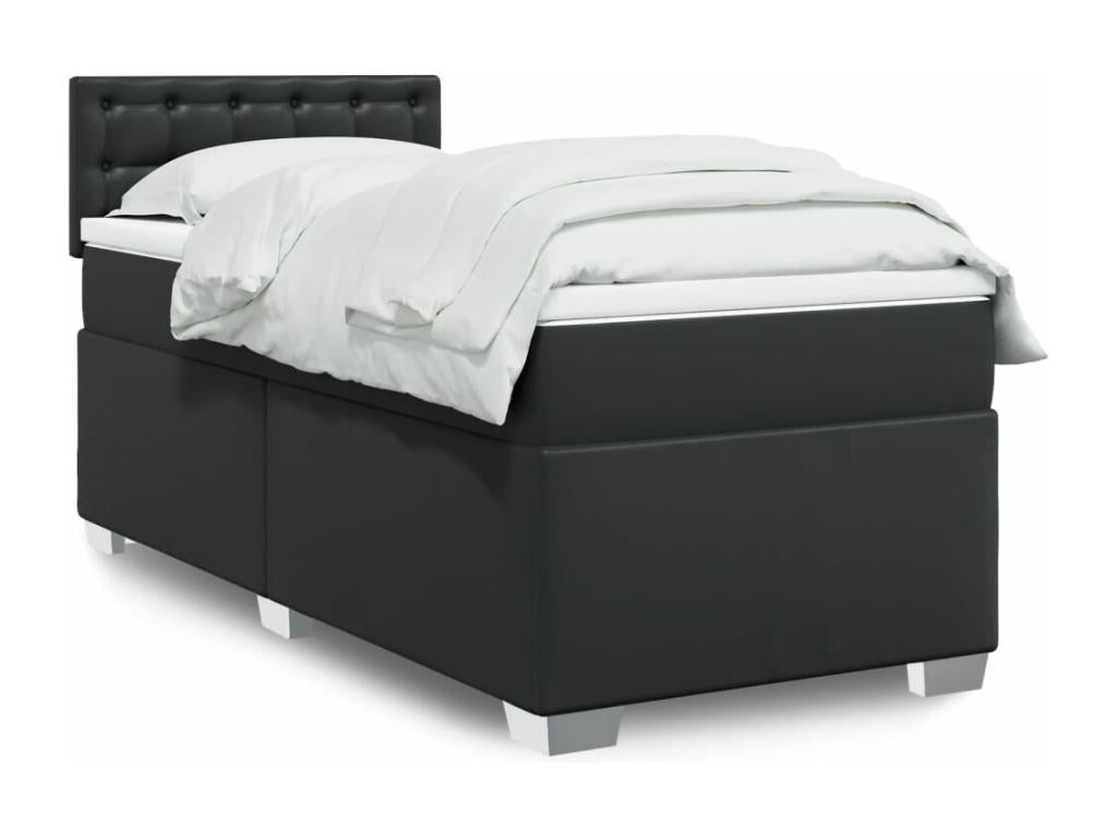 Meubiana bed base with black 80x200cm faux leather mattress