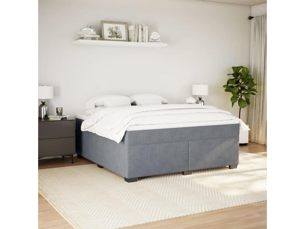 Meubiana bed base and mattress, dark grey, 180x200cm, velvet