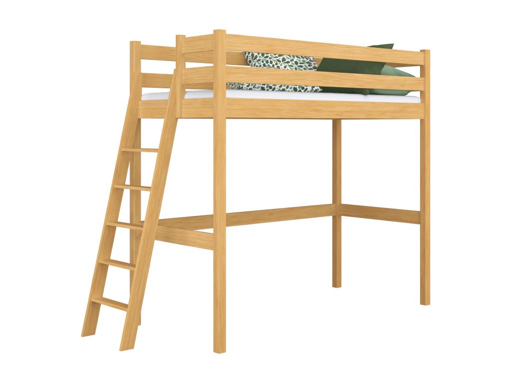 Wooden loft bed N02 Natural Pine 120x200