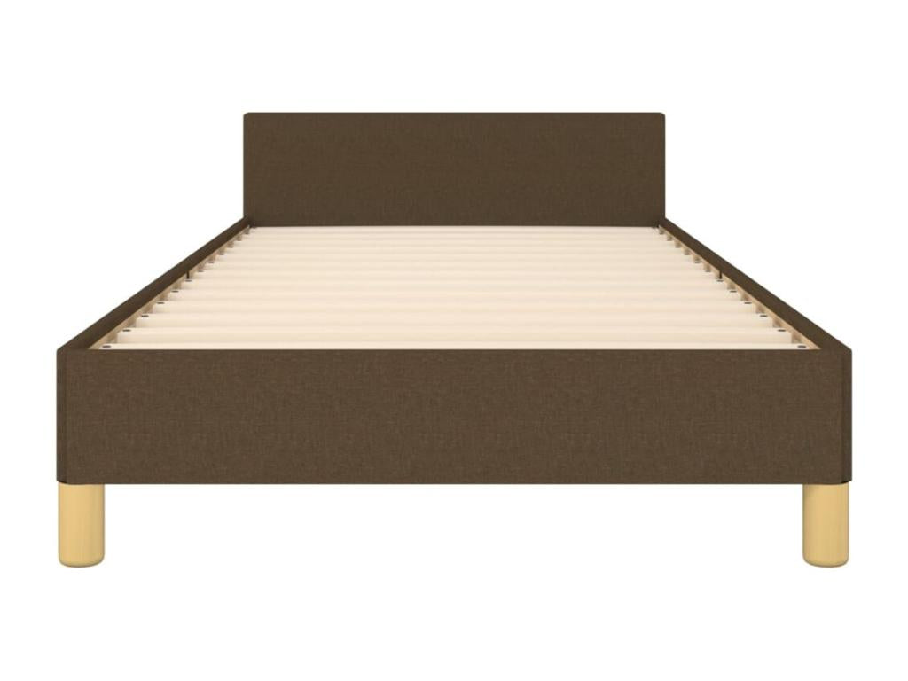 Dark brown bed frame without mattress, 90x190 cm, fabric