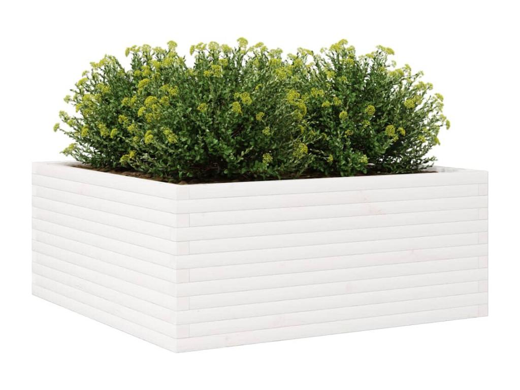 White planter 110x110x46 cm solid pine wood