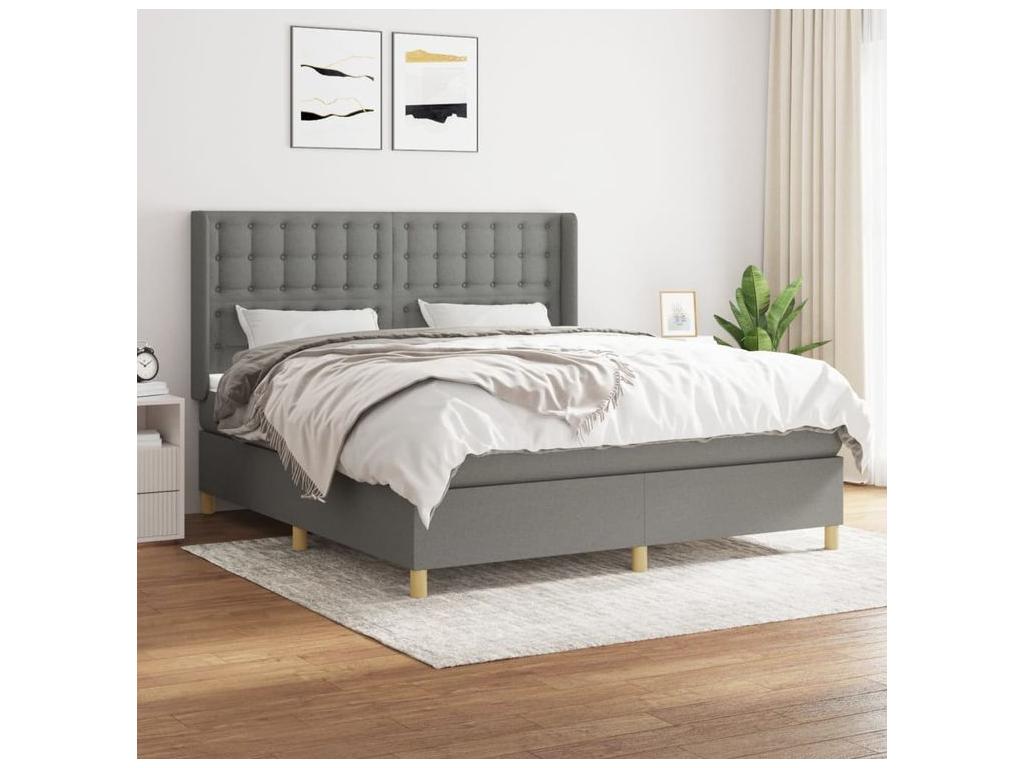 Meubiana bed base with mattress, dark grey, 180x200 cm, fabric