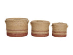 Set of 3 Budoni Decorative Storage Baskets, Brown, 38x38x30 cm, Meubiana