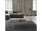 Meubiana rectangular coffee table made from recycled wood and stainless steel legs