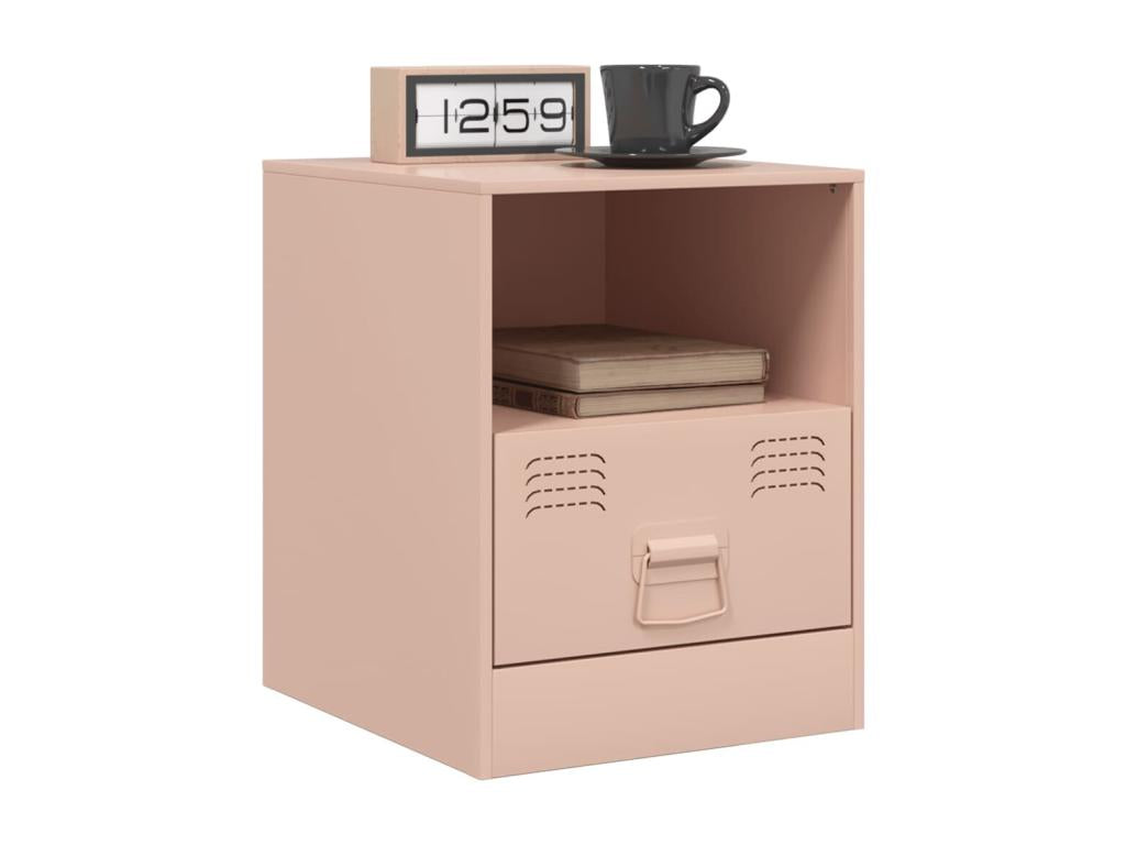 2-piece bedside tables, pink, 34.5x39x44 cm, steel