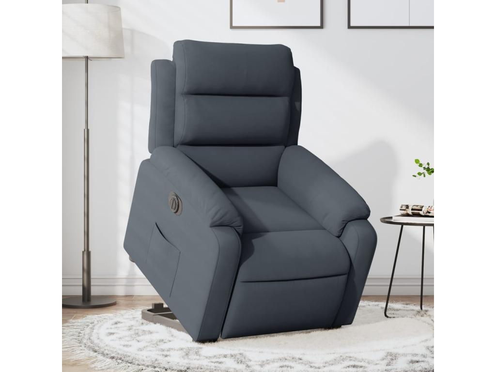 Dark grey velvet electric recliner
