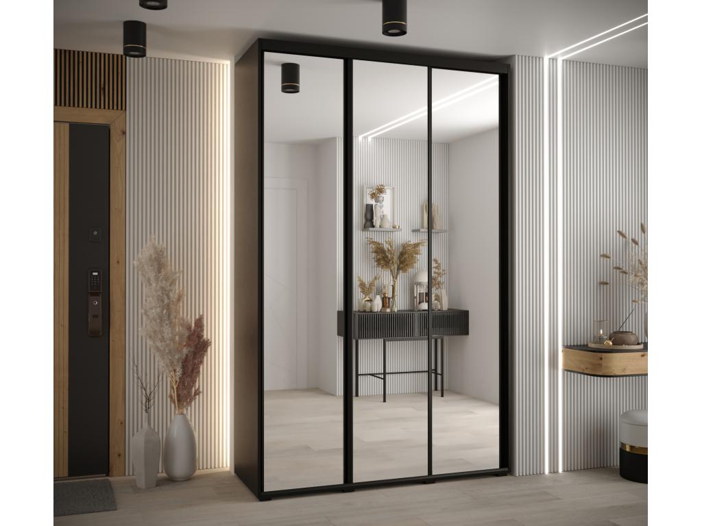 Meubiana 2 Sliding Door Wardrobe 235.2/150/60 3 Doors Black/Black/Black