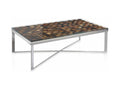 Meubiana rectangular coffee table made from recycled wood and stainless steel legs