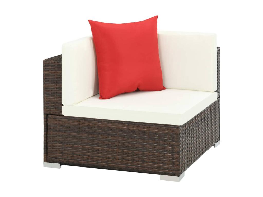 7-piece garden furniture set with cushions, brown woven resin