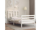 Bed frame without mattress, white, solid wood