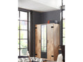 Wardrobe in imitation oak beam with graphite trim - W 135 x H 198 x D 58 cm
