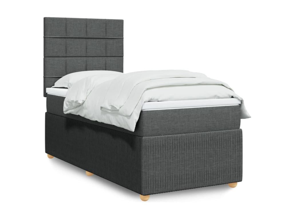 Meubiana bed base with mattress, dark grey, 90x200 cm, fabric
