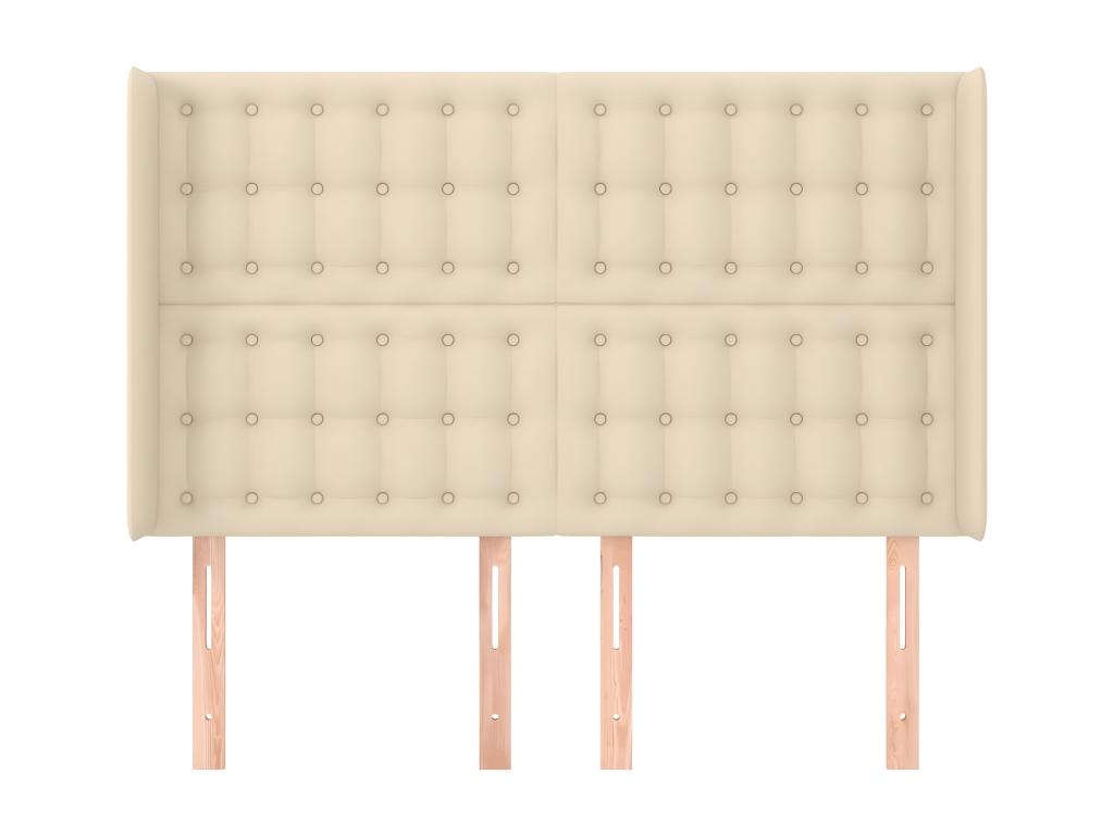 Headboard with wings, Cream, 147x16x118/128 cm, Fabric