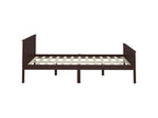 Dark Brown Bed Solid Pine Wood 140x200 2