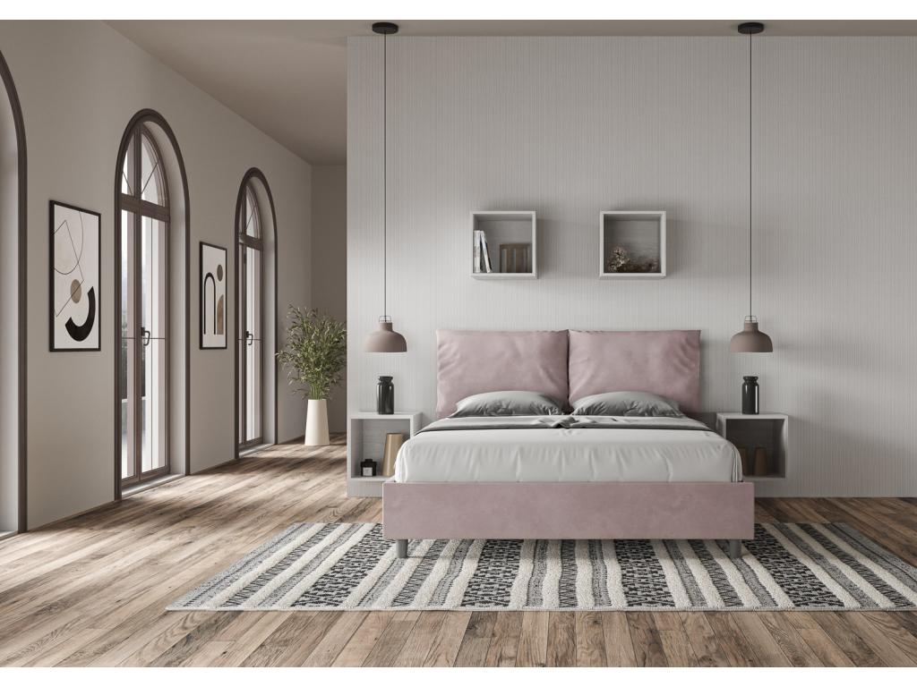 Homzora 160x190 Microfiber Upholstered Bed with Slatted Base