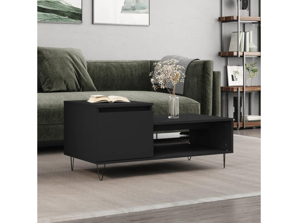 Black coffee table, 100x50x45 cm, engineered wood