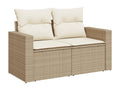 Garden furniture set with cushions, 12 pieces, beige woven resin