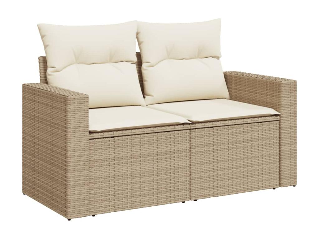 Garden furniture set with cushions, 12 pieces, beige woven resin