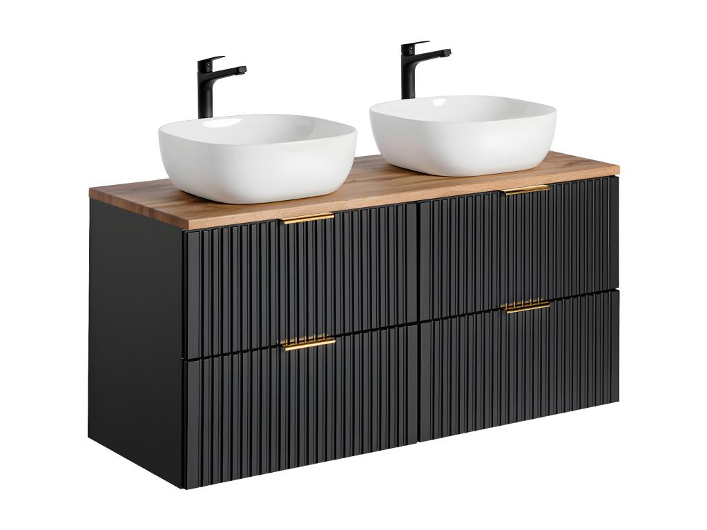 Meubiana 120cm Double Vanity Unit in Black and Wood