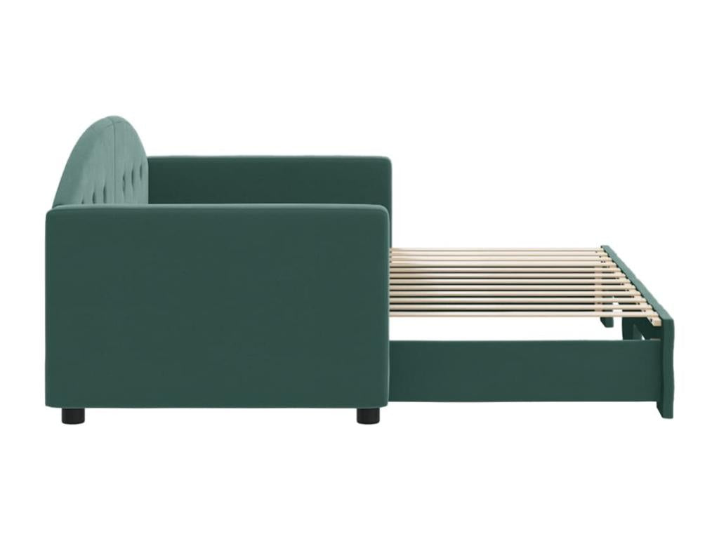Daybed with pull-out bed, mattress not included, dark green, 80x200 cm