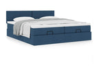 Ottoman bed frame with blue mattress 180x200 cm fabric