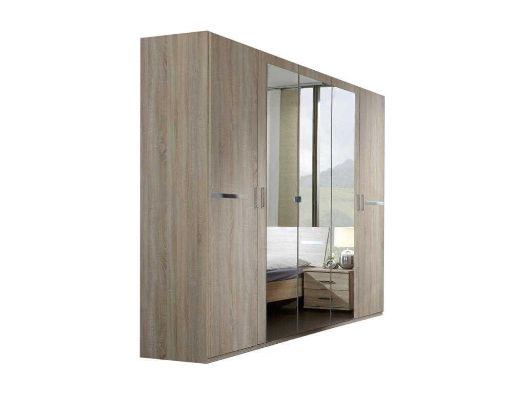 Adult bedroom set in oak-effect particleboard - Dimensions 180x200 cm