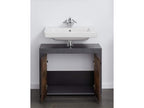 Bathroom furniture - Melamine vanity unit in walnut and cement grey - W - H - D 72 - 56 - 34 cm.