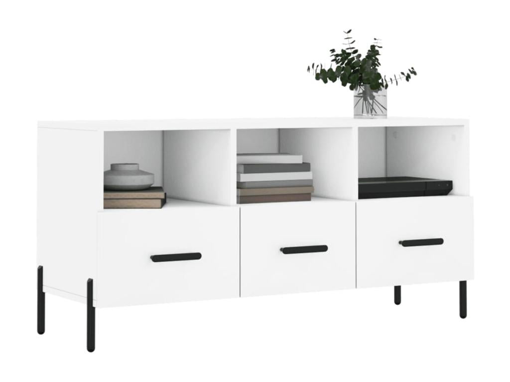 White TV stand 102x36x50 cm engineered wood