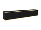 TV stand - 175 cm - slatted front - black with gold inserts - Meubiana